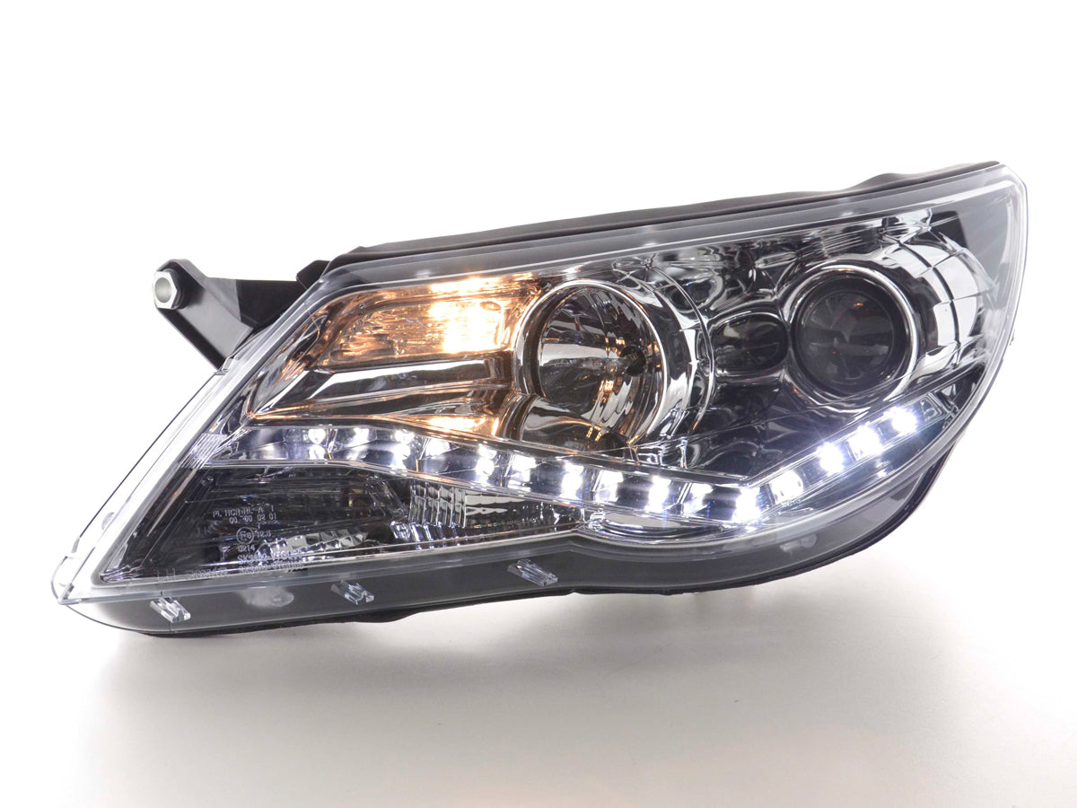 Scheinwerfer Set Daylight LED TFL-Optik VW Tiguan 07-11 chrom Scheinwerfer Set Daylight LED TFL-Optik VW Tiguan 07-11 chrom